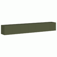 Helloshop26 - Jardinière rectangulaire moderne extérieur 280 x 40 x 40 cm avec fond ouvert finition élégante en acier laminé à froid 02_0051481