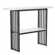 Helloshop26 - Table console à 2 niveaux 120 cm avec étagère ouverte rangement élégant style moderne en MDF blanc 20_0013846 - 3000227960139