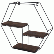 Mendler Etagère murale HWC-K76, Etagère suspendue Etagère flottante, 3 étagères Métal massif-bois industriel 43x49x11cm ~ brun foncé - marron B