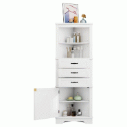 Merax armoire d'angle haute 57.5 x 46.0 x 167.5 cm, blanc, avec rangements et tablettes reglables - blanc Bois manufacturé N877P423580K