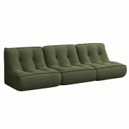 Oviala Business Lot de 3 fauteuils modulable en velours 240 x 90 x 70 cm vert - vert polyester 115734