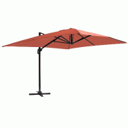 Oviala Business Parasol déporté inclinable et rotatif 4x3m en aluminium terracotta - marron aluminium 114734_0