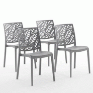 RATTATAN Set 4 Chaises en polypropylène avec fibre de verre empilables pour extérieur et jardin, bar et restaurant, cuisine design moderne - DAFNE - RATTATAN Set 4 Chaises en polypropylène avec fibre de verre empilables pour extérieur et jardin, bar et restaurant, cuisine design moderne - DAFNE -