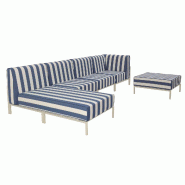 Salon de jardin bas modulable rayé 5 places bleu pacific - bleu aluminium 115887