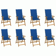 VidaXL Chaises Pliables De Jardin Avec Coussins Lot De 8 Bois D Acacia - bleu 3075064