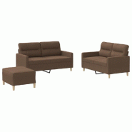 VidaXL Ensemble de canapés 3 pcs avec coussins Marron Tissu Modèle Étoile Élite - 3201579