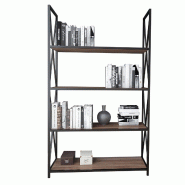 WellHome Loira - Bibliothèque avec structure 100 % métal - marron WH1922