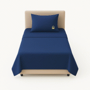 Benetton - Ensemble 3 Pièces Lit Simple : Drap Plat (160x280cm), Drap-Housse (90x200cm), 1 Taie d'Oreiller (50x85cm) 100% Coton Bleu - bleu BE551