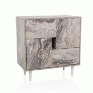 Buffet / commode LYKKJA 76 x 39,5 x 76 cm 2 tiroirs 2 portes marron/blanc hjh LIVING - gris multi-matériau 928009