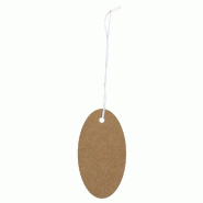 Carte à trou carton ovale kraft 3x5.5 cm - par 48 Carte à trou carton ovale kraft 3x5.5 cm - par 48