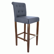 Chaise de bar d'intérieur Etoile dossier capitonné simili cuir gris - par 2