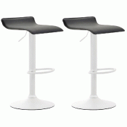 Décoshop26 - Lot de 2 tabourets de bar design minimaliste hauteur réglable repose-pieds en similicuir noir et métal blanc 10_0006403 - blanc métal