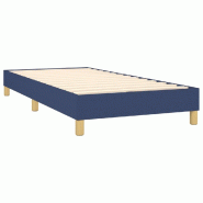 Décoshop26 - Sommier à lattes sur pieds cadre de lit 100x200 cm tissu bleu TDL0207349 - bleu 3001187588005