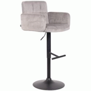 Décoshop26 - Tabouret de bar pivotant en velours gris et métal noir avec accoudoirs repose-pieds et dossier TDB10654 - gris 3002471532698 Décoshop26 - Tabouret de bar pivotant en velours gris et métal noir avec accoudoirs repose-pieds et dossier TDB10654 - gris 3002471532698