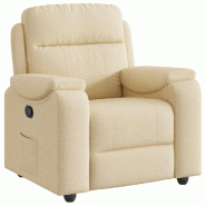 Fauteuil inclinable Crème Tissu Modèle Quorvanel - 4015688