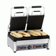 Grill panini double avec plaques rainurées | Casselin - CGP2RRPT