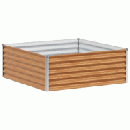 Helloshop26 - Jardinière surélevée carré 98 x 100 x 36 cm design industriel moderne extérieur en acier galvanisé marron clair 02_0059045 - marro