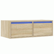 Helloshop26 - Meuble TV élégant avec lumières LED 75 x 35 x 25 cm gain de place design contemporain en bois d'ingénierie chêne 02_0051320 - Bois