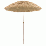 Helloshop26 - Parasol de plage réglable portatif style tropical jardin 255 x 255 x 196 cm en polyester naturel 02_0058867 - acier 3000240823510