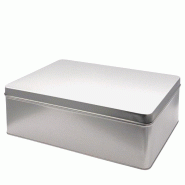 Lot de 12 boîtes rectangulaires en fer blanc XL, vernis alimentaire, 27 x 20 x 9 cm - gris métal FER28_0