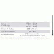 Mât d'éclairage public Quercy - Vallois - Hauteur 3.5 - 4.5 m - Acier galvanisé et thermolaqué - Certifié EN40_1