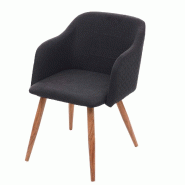Mendler Chaise de salle à manger HWC-D71, chaise de cuisine, design rétro, accoudoirs tissu/textile ~ gris anthracite - gris textile 75242