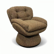 Now's Home - Fauteuil pivotant en tissu chiné marron 80x69x77.5 gustave - 3256390254647