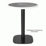 Plateau de table extérieur rond en verre trempé effet pierre foncée bord blanc 580mm | Bolero - DL488
