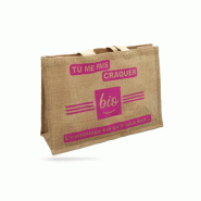 Sac cabas en toile de jute "Tu me fais craquer" - 50 unités - beige A4E117B