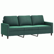 VidaXL Canapé à 3 places Vert foncé 180 cm Velours Modèle Elvelorix - 359211