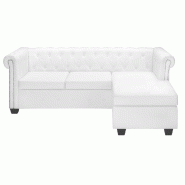 VidaXL Canapé Chesterfield en forme de L cuir synthétique blanc Modèle Havane - 8718475612865