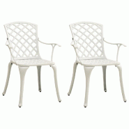 VidaXL Chaises De Jardin Lot De 2 Aluminium Coulé Blanc - blanc 315574