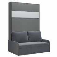 ARMOIRE LIT ESCAMOTABLE BERMUDES SOFA GRIS BANDEAU BLANC CANAPÉ GRIS 140*200 CM