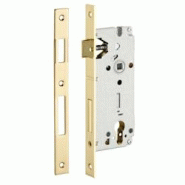Boitier de serrure encastrable à cylindre pour porte d'entrée, axe 45mm, bouts carrés, têtière laitonnée - THIRARD - doré 3150260943436 Boitier de serrure encastrable à cylindre pour porte d'entrée, axe 45mm, bouts carrés, têtière laitonnée - THIRARD - doré 3150260943436
