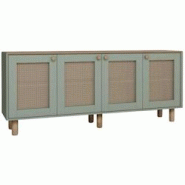 Buffet 4 portes en aggloméré Bohemian vert avec cannage (4 portes) Hanah Home - 8684283882243 Buffet 4 portes en aggloméré Bohemian vert avec cannage (4 portes) Hanah Home - 8684283882243