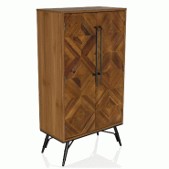 Buffet haut / Commode SANTJAGO WOOD HIGH 63 x 32 x 117 cm 2 portes sapin massif hjh LIVING - marron Bois massif 861006
