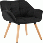 CLP Chaise de salle à manger Milford en velours côtelé Cordon HBT: 82x63x60 cm Noir Cordon - noir textile 327790