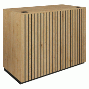 Comptoir Vertigo T03 avec tiroir MDF noir et chêne clair 120x60x93cm