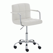Décoshop26 - Chaise de bureau sur roulettes hauteur réglable en PVC blanc et métal chromé 10_0006996 - blanc métal 3000265875952