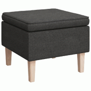 Décoshop26 - Tabouret assise repose-pieds avec pieds en bois en tissu gris foncé DEC026304 - Bois massif 3000255742295