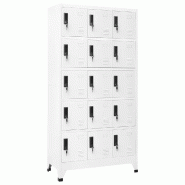 Helloshop26 - Armoire à casiers moderne rangement 90 x 40 x 180 cm design acier blanc 02_0047031 - blanc acier 3000234557124