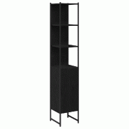 Helloshop26 - Armoire de salle de bain moderne gain de place 33 x 33 x 185 cm rangement chic en bois d'ingénierie noir 02_0051857 - noir Bois massif
