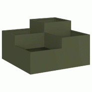 Helloshop26 - Cache-pot rectangulaire moderne jardin 100 x 100 x 48 cm ambiance chic en acier vert olive 02_0052063 - vert métal 3000237226379