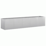 Helloshop26 - Jardinière grande profondeur pour jardin balcon 200 x 40 x 40 cm design moderne en acier galvanisé gris 02_0051476 - gris acier 300023