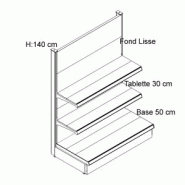 Tête de gondole h.140xl.100xp.50 cm avec 2 tablettes 30 cm