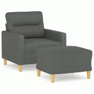 VidaXL Fauteuil avec repose-pied Gris foncé 60 cm Tissu Modèle Vega ProDesk Mixte - 3201066