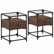 VidaXL Tables de chevet 2pcs chêne marron 40x40x55cm bois d'ingénierie – Modèle Pierre - 846083