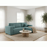 Vivabita Canapé d'angle convertible réversible en velours côtelé Charly - 3665367352895