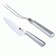 BERGNER - Set de couteau de chef avec fourchette à viande BBQ en acier inoxydable - argenté inox Q4672