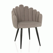 Chaise coque / chaise rembourrée SCALLORE forme coquillage tissu gris hjh LIVING - gris polyester 729485